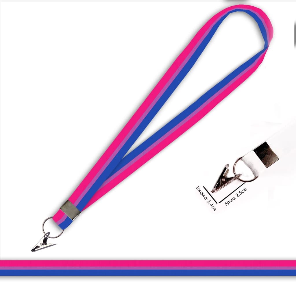 Cordão personalizado Bandeira Bisexual para Crachá com Jacaré e Argola