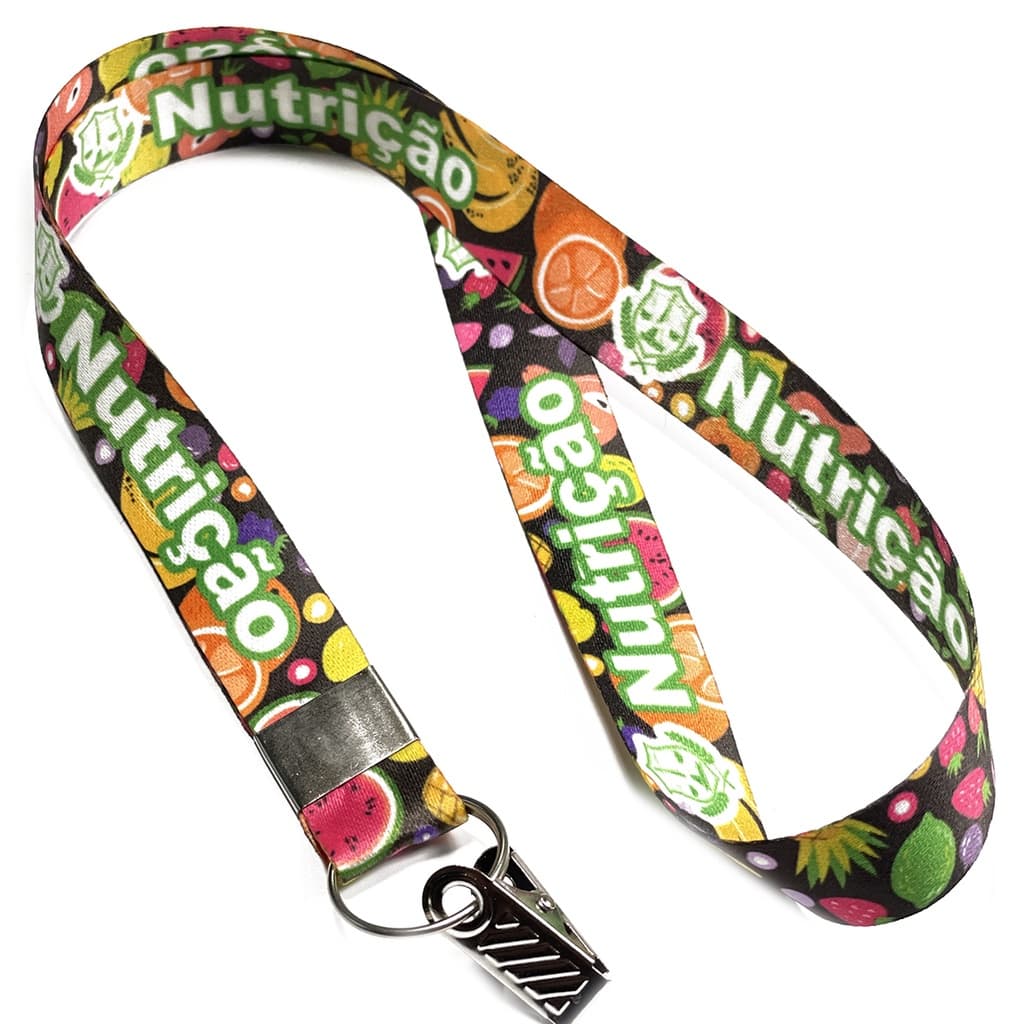 Cordão personalizado Nutrição para Crachá com Jacaré e Argola