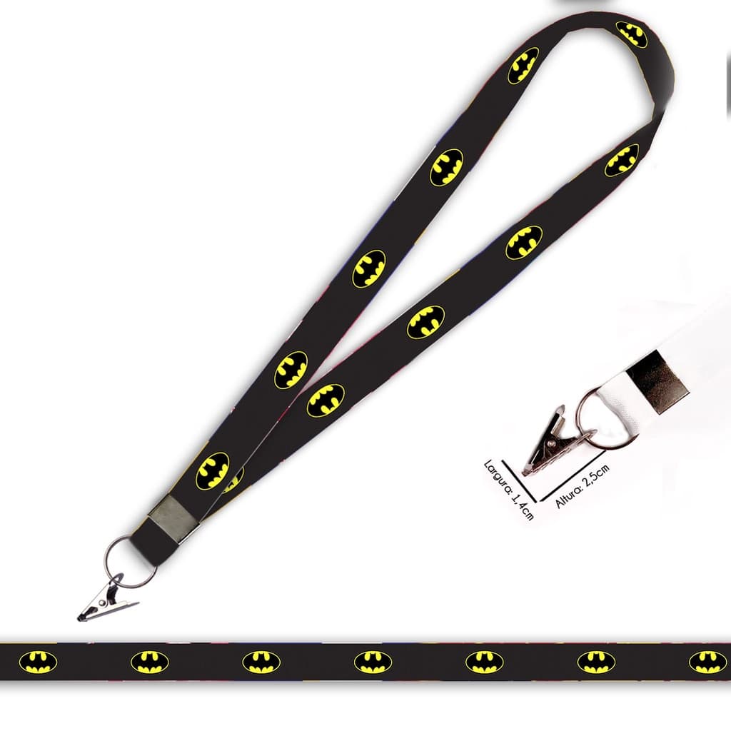Cordão personalizado Batman para Crachá com Jacaré e Argola