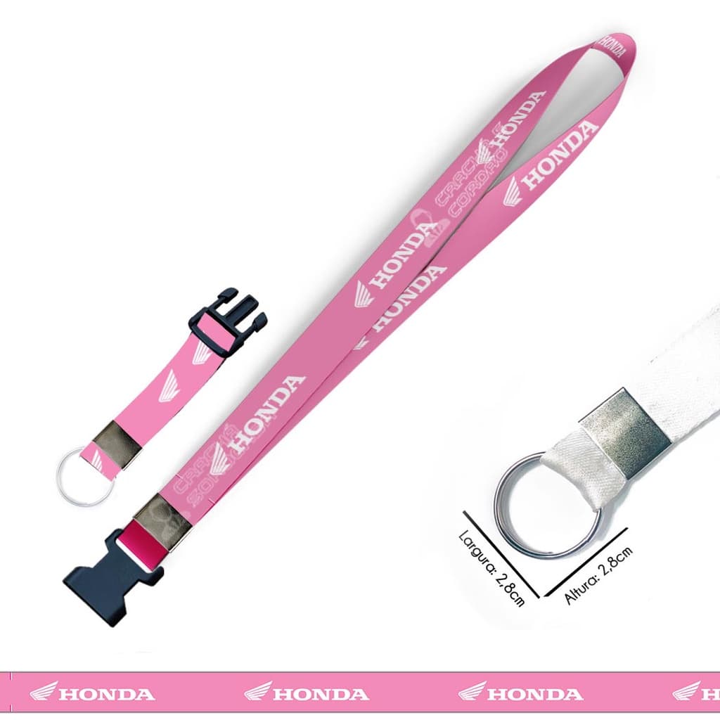 Chaveiro para Moto Honda Motos Rosa com Argola Tradicional