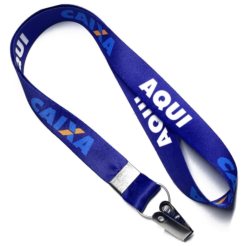 Cordão personalizado Caixa Aqui para Crachá com Jacaré e Argola