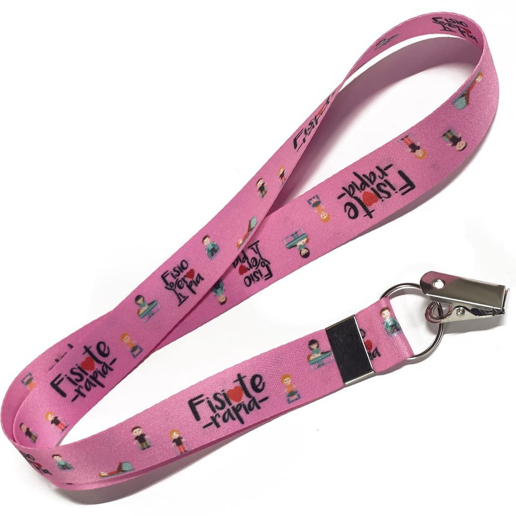 Cordão para Crachá Fisioterapia Rosa (C0757P) com Jacaré