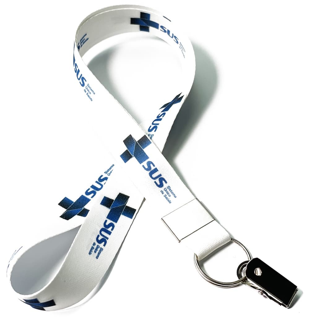 Cordão com Jacaré para Crachá tema SUS Branco C0659P