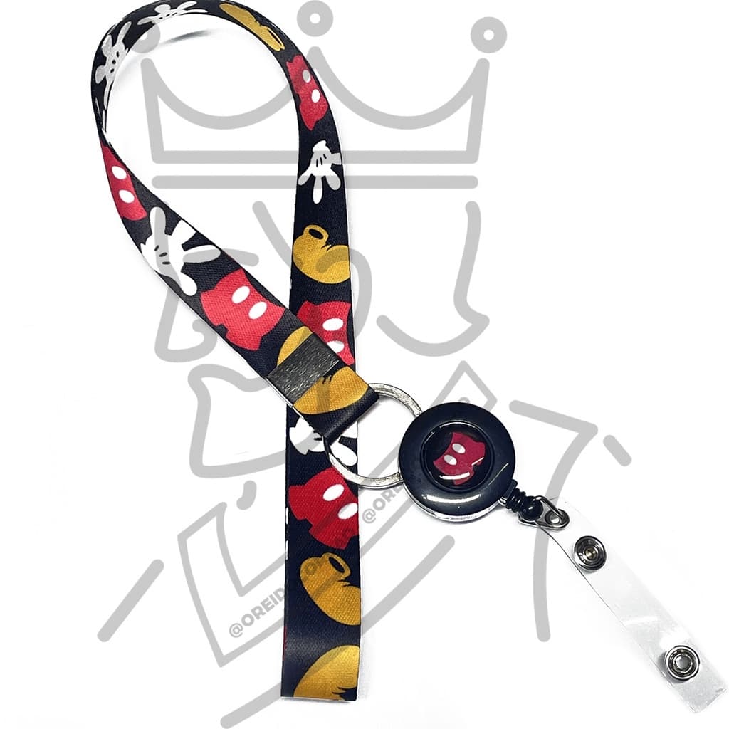 Cordão Mickey Divertido para Crachá, Carimbo com Roller Clip Personalizado PRETO