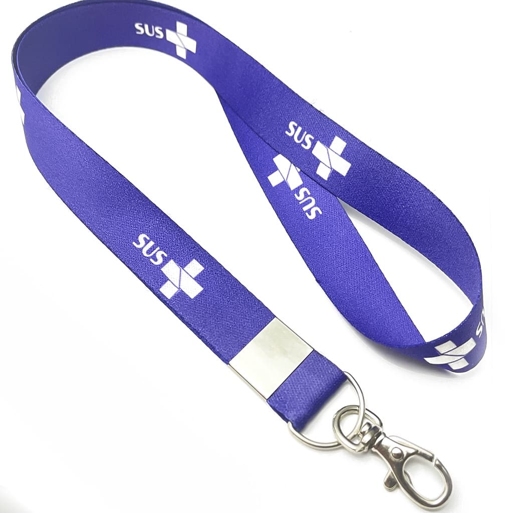 Cordão Para Crachá SUS Azul C0658P com Mosquete ou Chaveiro