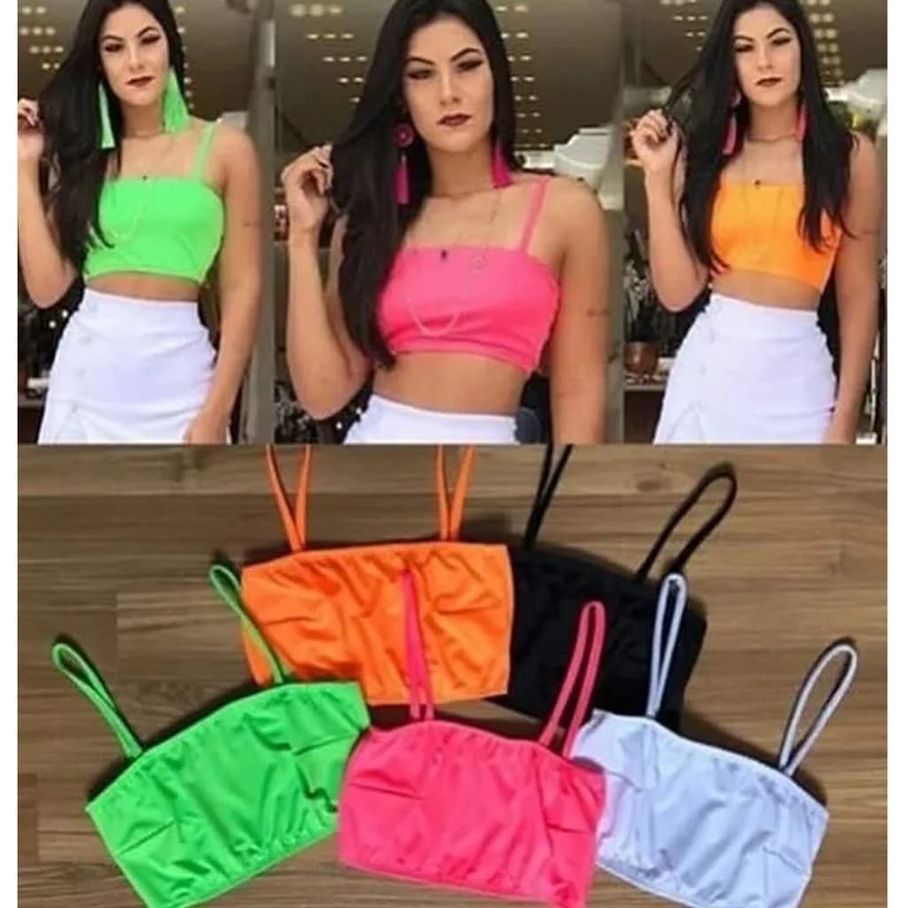 Top Cropped Neon com Alça