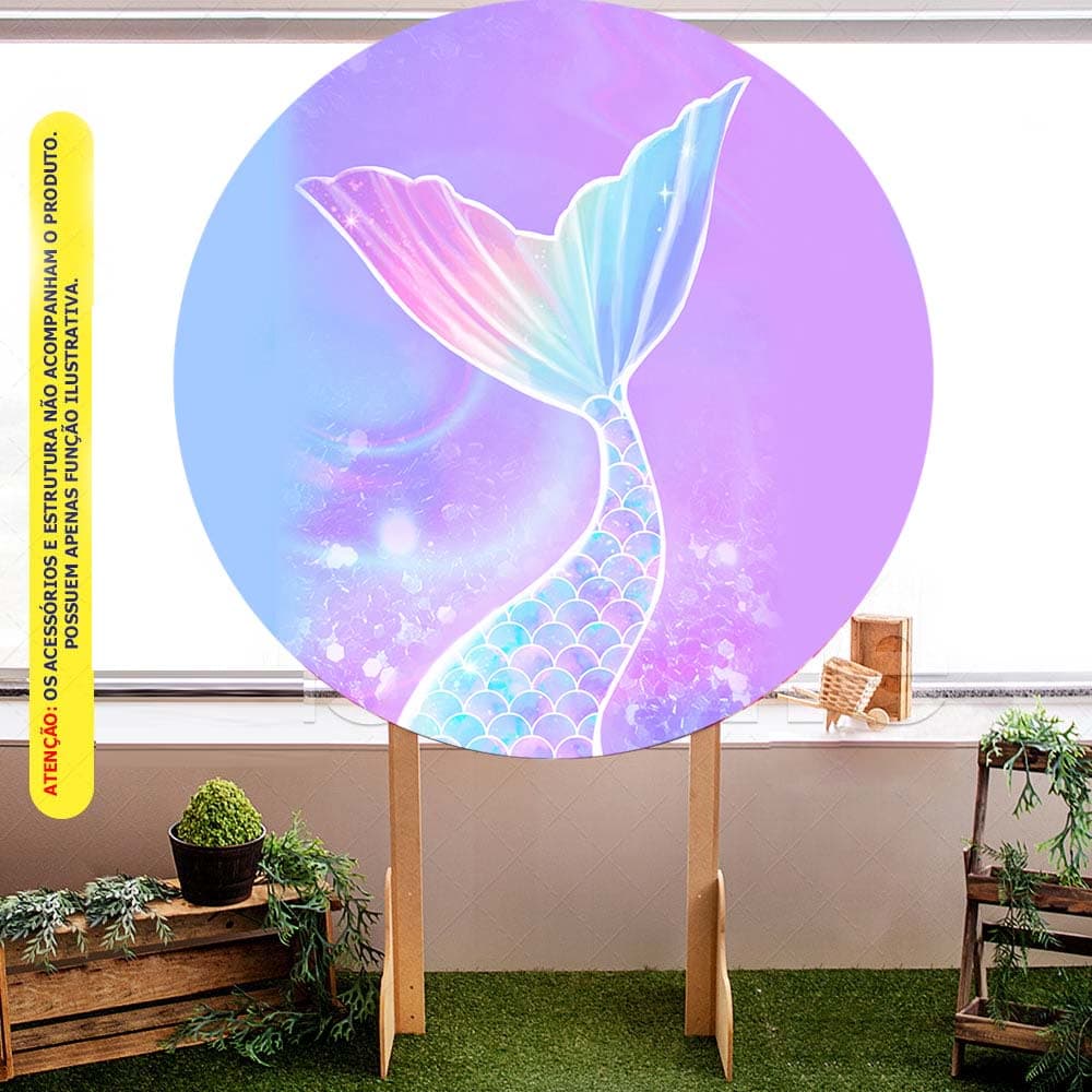 Painel Redondo Tecido Sublimado C/elástico Sereia