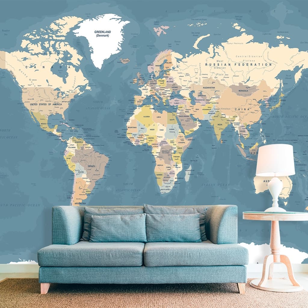 Papel de Parede Autocolante Personalizado Mapa Mundi