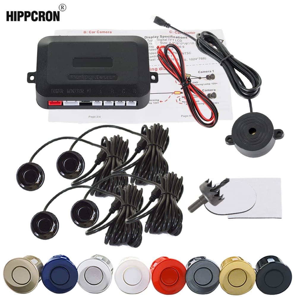 Sensor De Ré Estacionamento Kit completo 22mm 4 Sensores Com Sinal Sonoro Oito Cores
