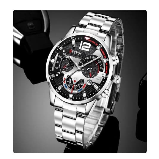 Relógio de pulso quartzo de aço inoxidável masculino, Relógio luminoso calendário, Relógios casuais empresariais, Moda luxo