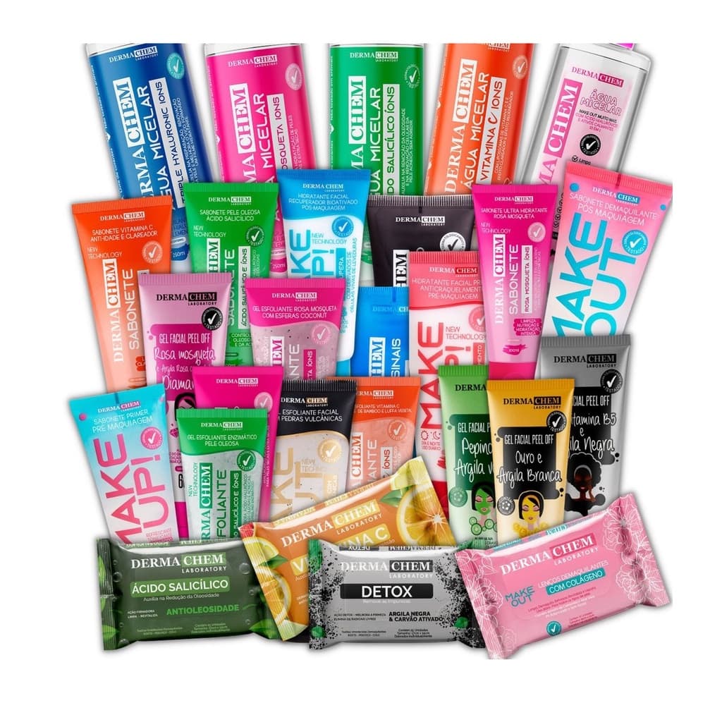 Dermachem Linha Skin Care Esfoliante Gel Lenços Séruns Demaquilantes