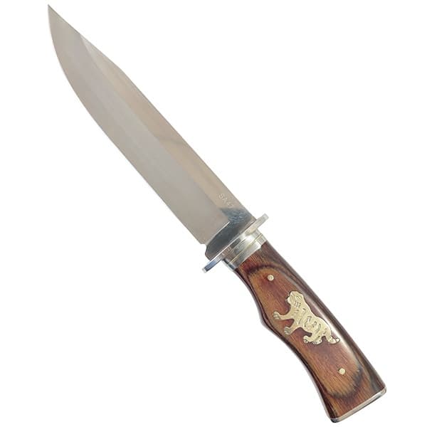 Faca de churrasco cabo madeira tigre afiada 31cm