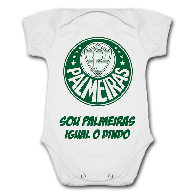Body de Bebê Personalizado Palmeiras Palmeirense Sou Palmeiras Igual o Dindo