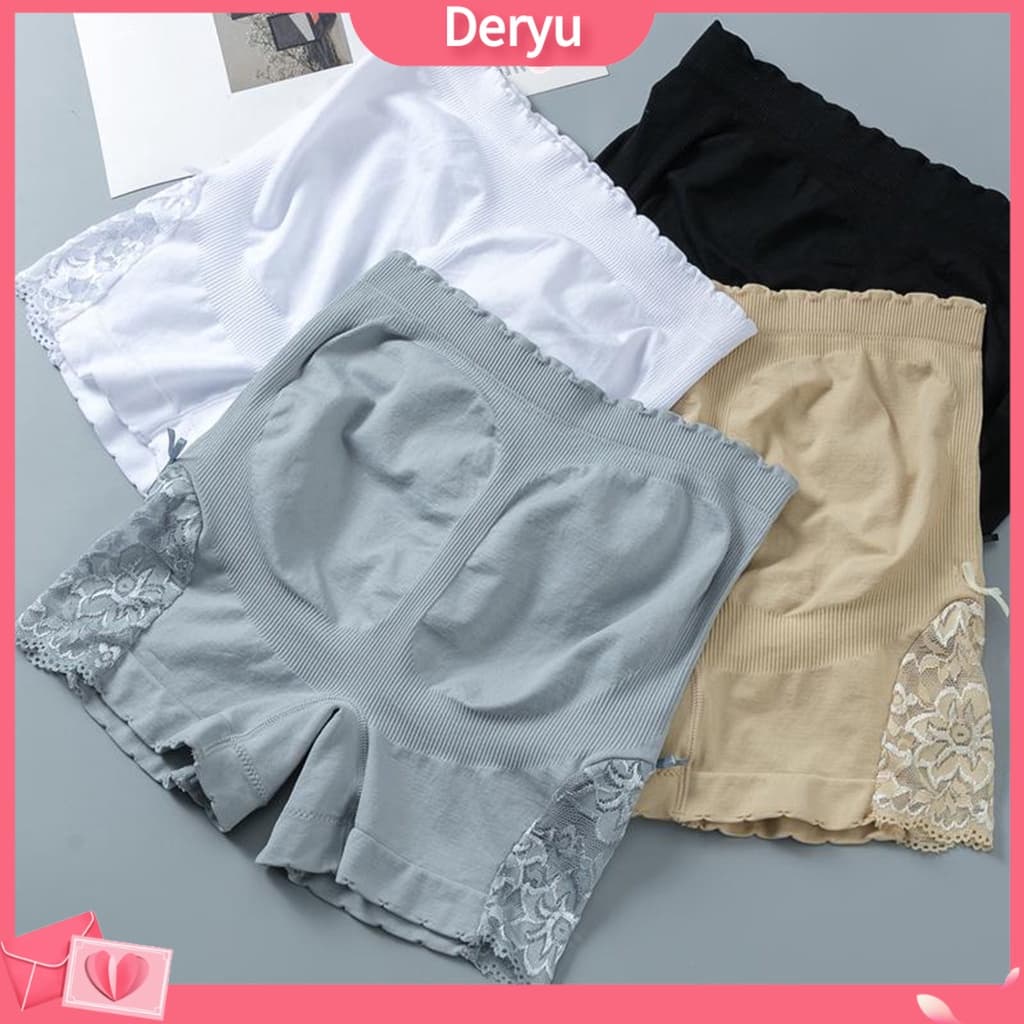 [Deryu]Shorts Femininos Renda Levanta Bumbum Feminino Estilo Coreano Calça De Segurança Anti-Exposição Para Uso Diário