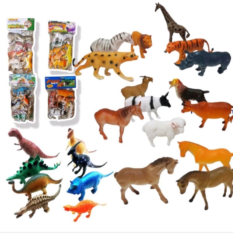 kit animais fazendinha dinossauros zoológico cavalos
