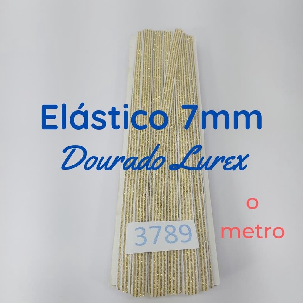 Elástico Lurex chato Brilho Encadernação 7mm Dourado 3789 001 - 322A17