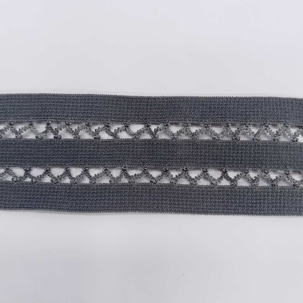 Renda Tela Elástica 35mm Vitória Cinza o metro 18260 001 850SA76