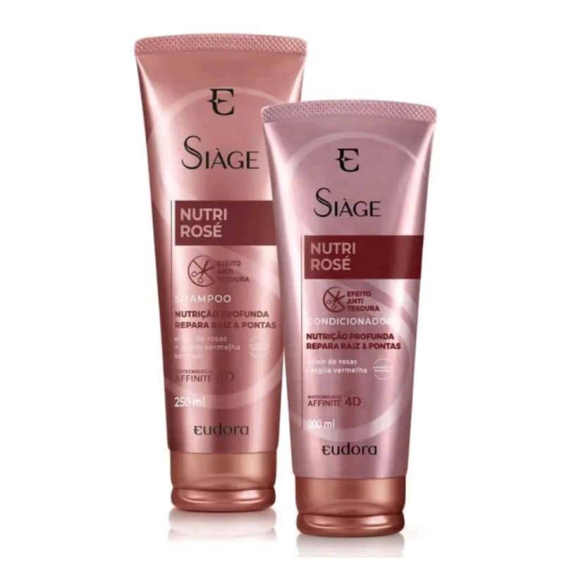 NUTRI ROSE SHAMPOO CONDICIONADOR MÁSCARA SIAGE EUDORA CABELOS EUDORA