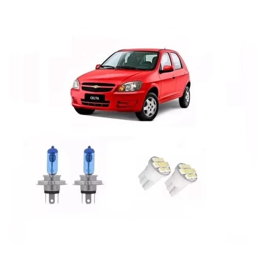 Kit Lampada Super Branca + Led Celta Farol Milha 2006/2017 FAROL