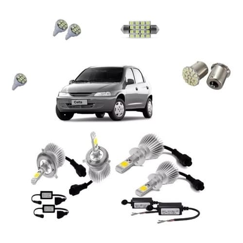 Kit Lampada Super Led H4 H3 + Led's Gm Celta 2000 Á 2005 T10 LED
