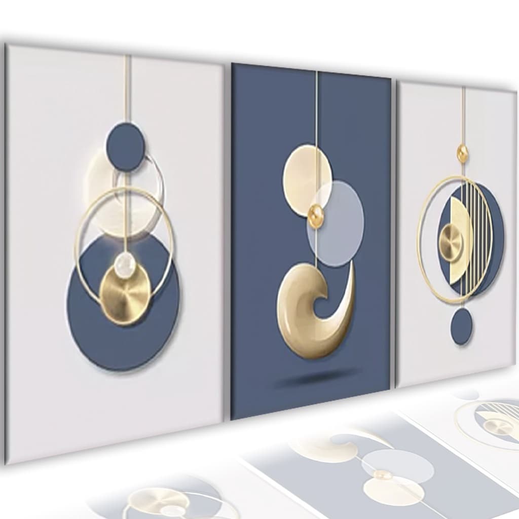 Quadros Decorativos Sala Abstrato Nórdico Azul e Branco Diferente