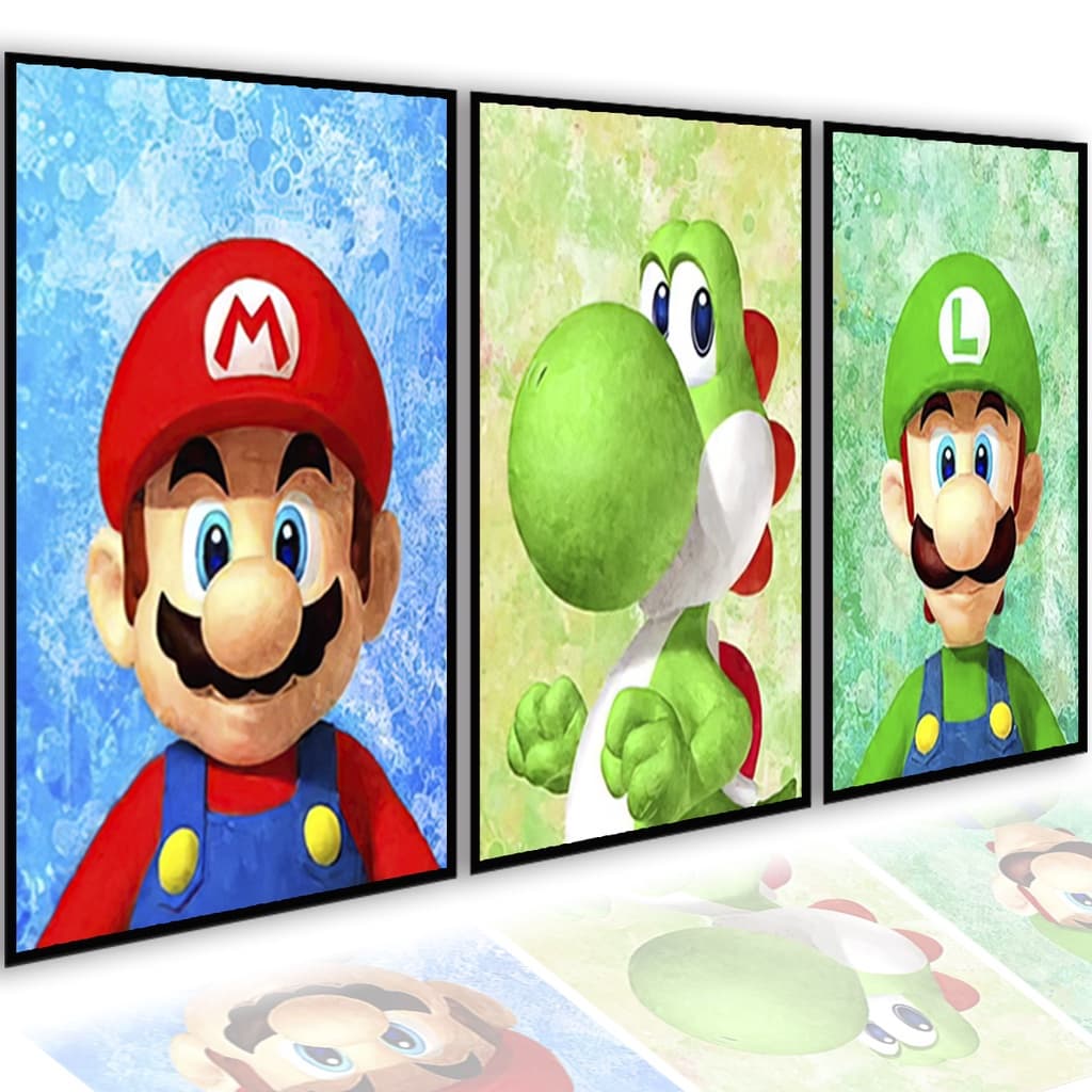 Quadro Decorativo Mdf Infantil Grande Jogo Desenho Super Mario Bross Animado Quarto