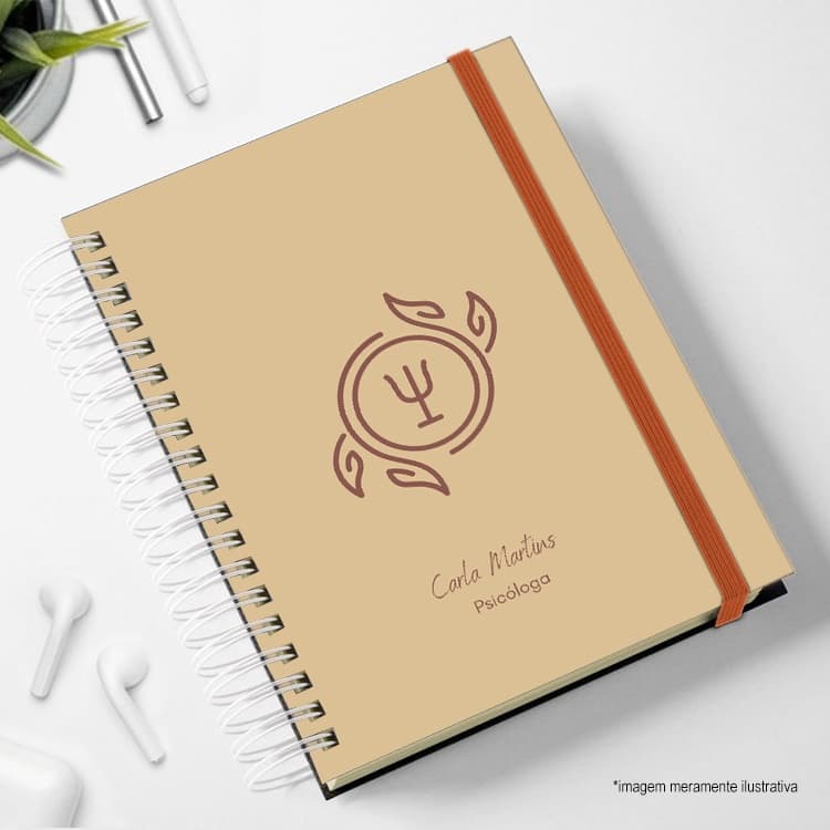 Agenda personalizada 2026 com Nome e Elástico caderno logo psicologia psicólogo psicóloga pais