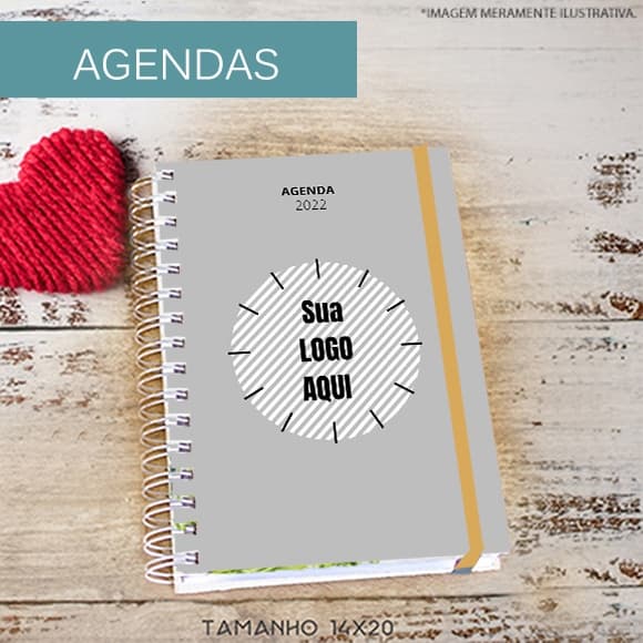 Agenda personalizada com nome logo 2026 logomarca empresa arte capa dura elastico alame pais