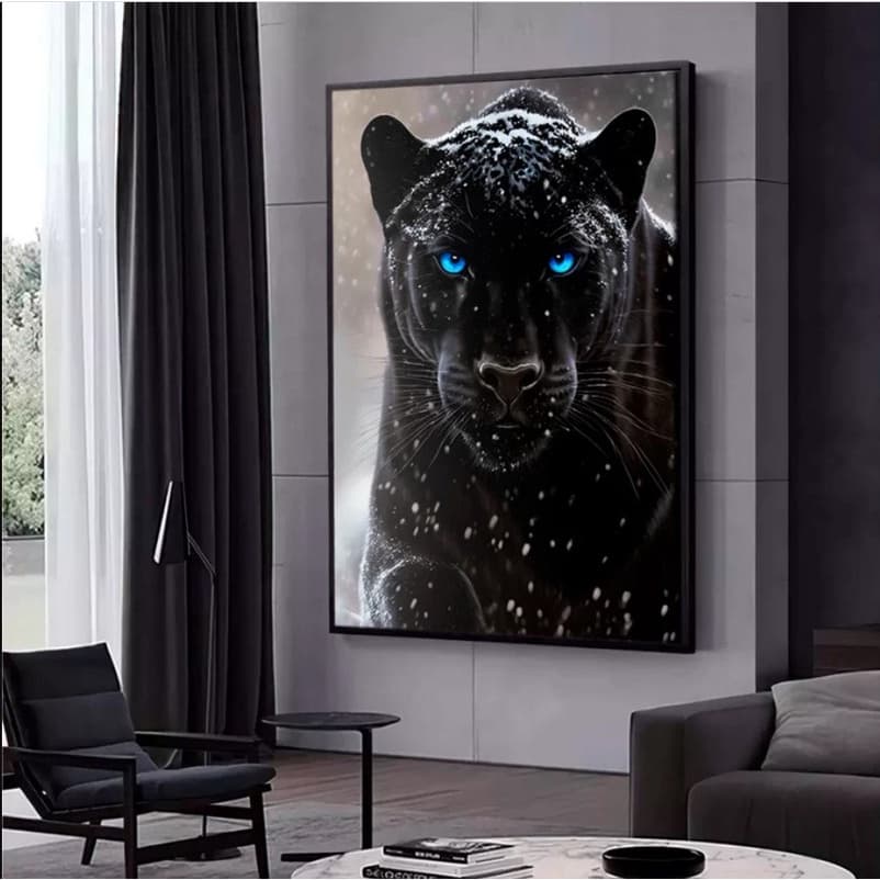 Quadro Decorativo 110x80cm Pantera na Neve