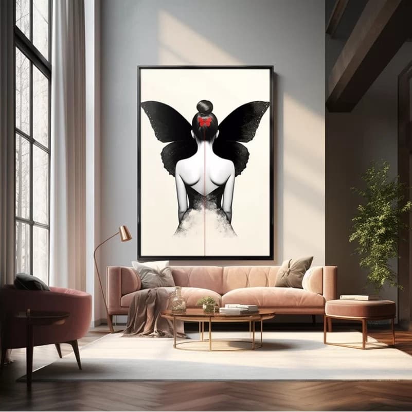 Quadro Decorativo 110x80cm Mulher Butterfly Clean