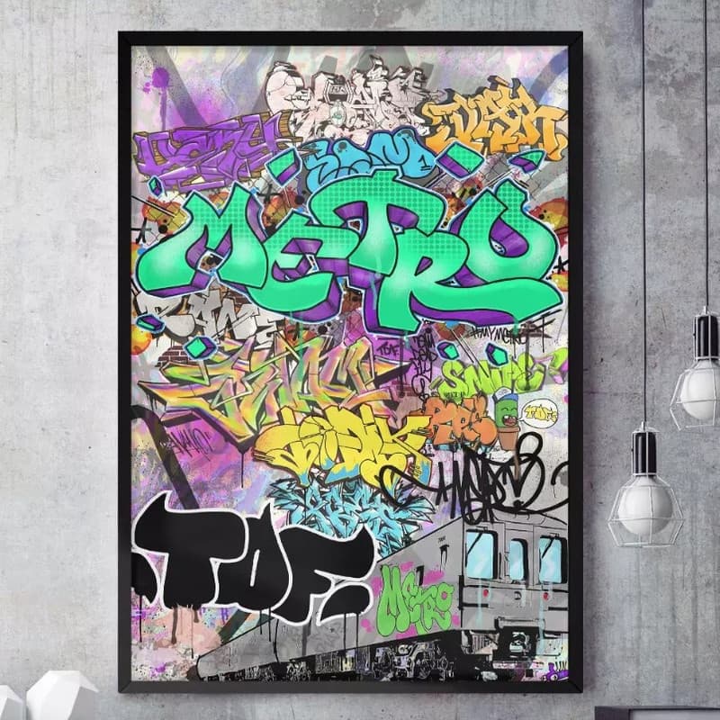 Quadro 110x80cm Decorativo Pop-Art Grafite No Metrô