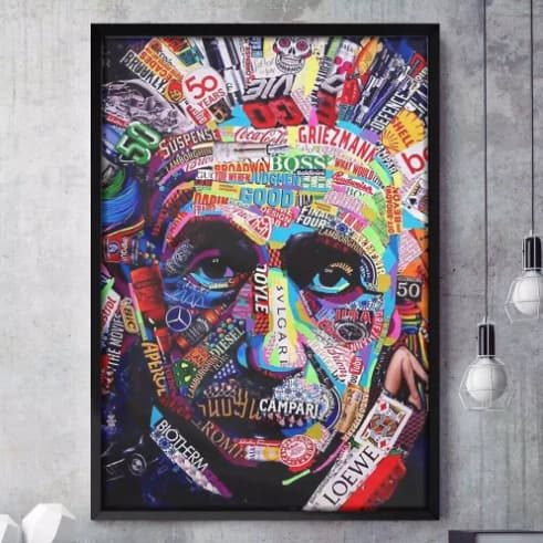 Quadro Decorativo Albert Einstein Colorido 110x80cm Abstrato