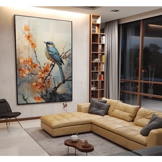 Quadro Decorativo Natureza Passarinho 110x80cm Sala Quarto