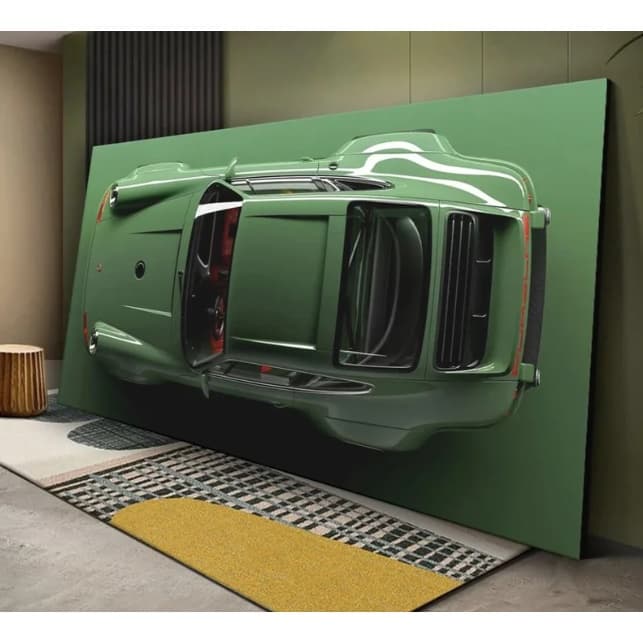 Quadro Decorativo Porsche 911 Verde 110x80cm Sala Quarto Luxo