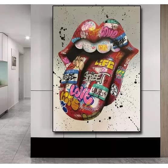 Quadro decorativo 110x80cm boca Rolling Stones