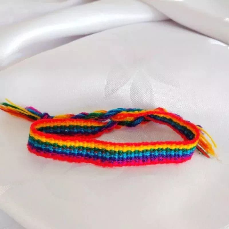 Pulseira 3 unidades Hippie Arco-íris De Lã Tornozeleira LGBT Orgulho Respeito Colorida