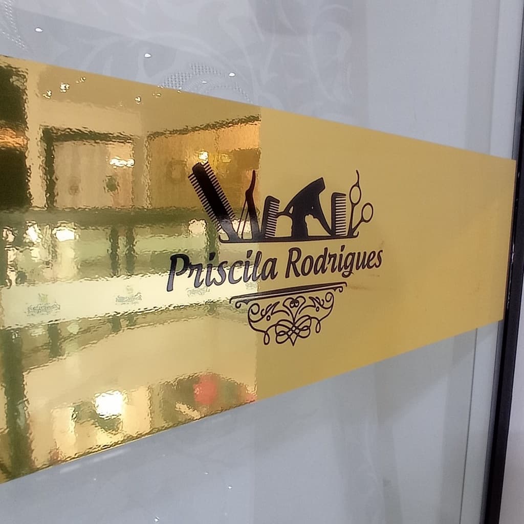 Kit 4 Adesivos faixa dourado vidro salão personalizado 100 x 12cm