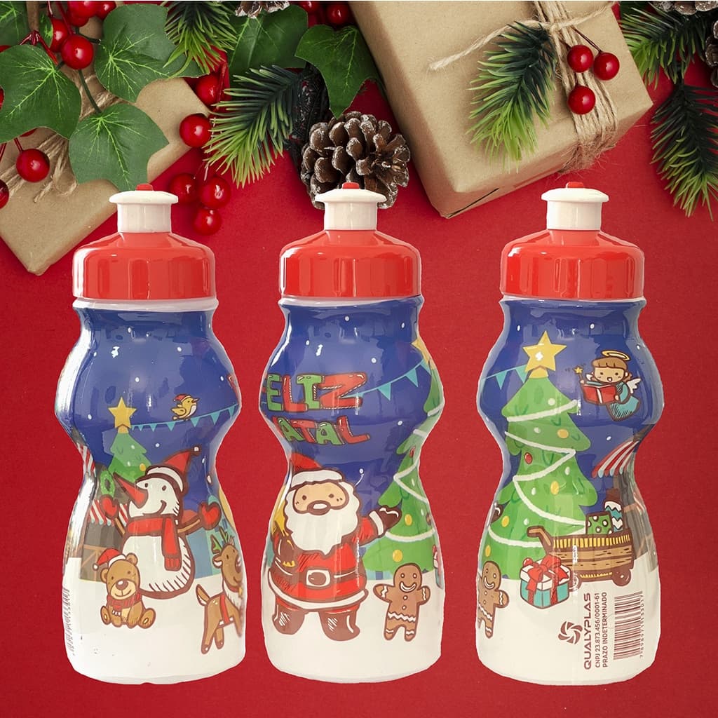 Kit com 20 garrafinhas NATAL squeeze infantil modelos variados lembrancinhas crianças