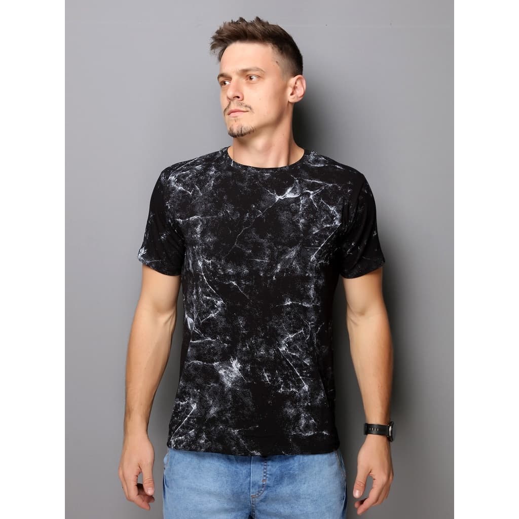 Camisetas Manga Curta Com Estampada Inteira Malha Visco Lycra mamore