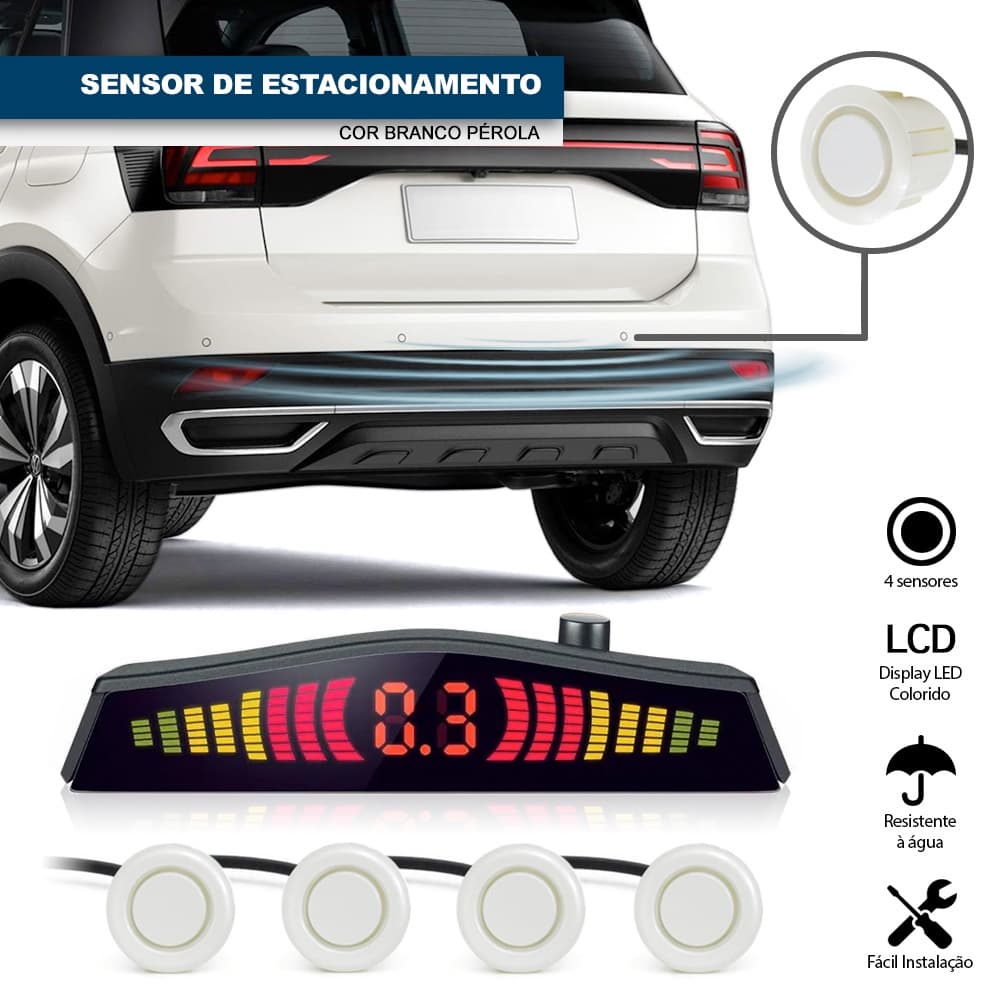 Sensor de Ré Estacionamento Branco Pérola Perolado Aviso Sonoro Chevrolet Spin 2011 2012 2013 2014