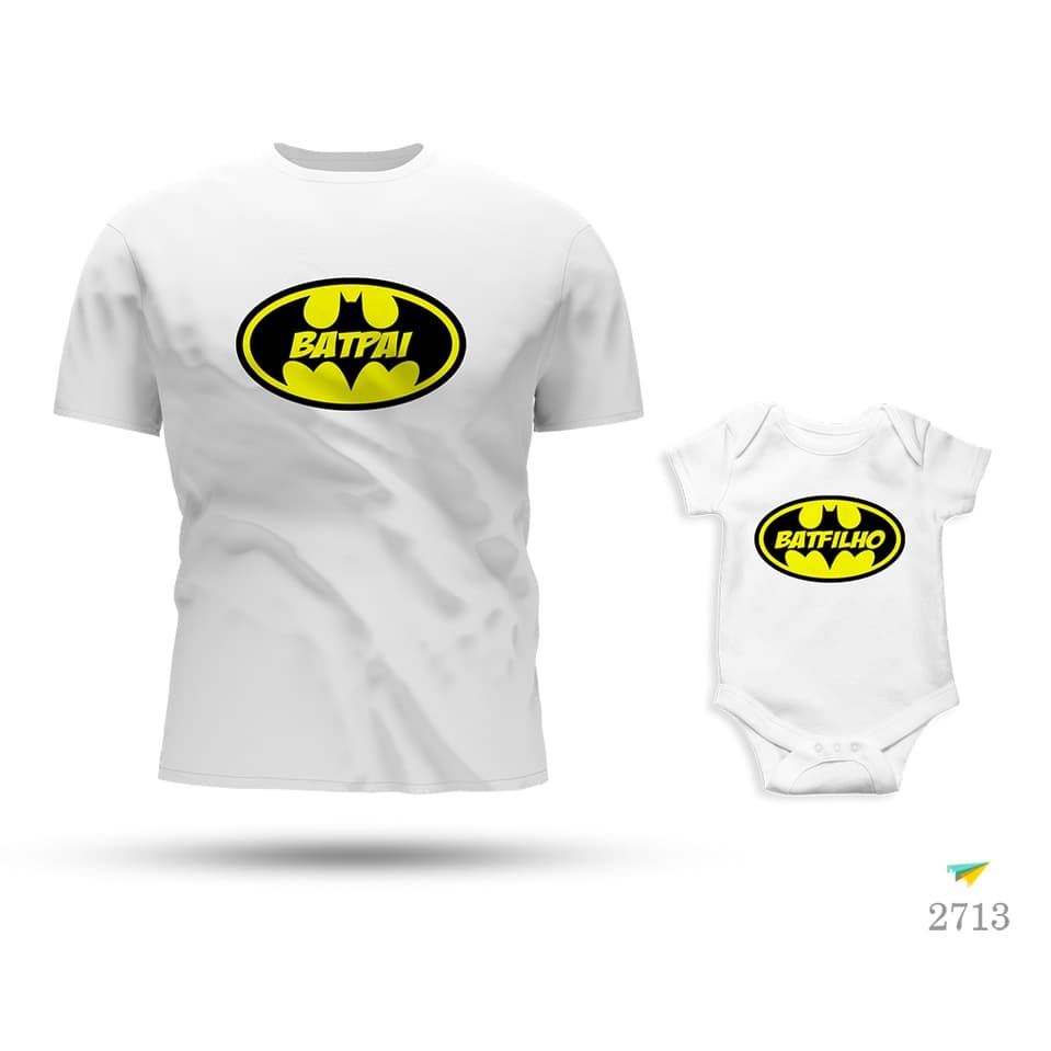 Kit Tal Pai Tal Filho Body e Camiseta Batman BatPai Bat Filho