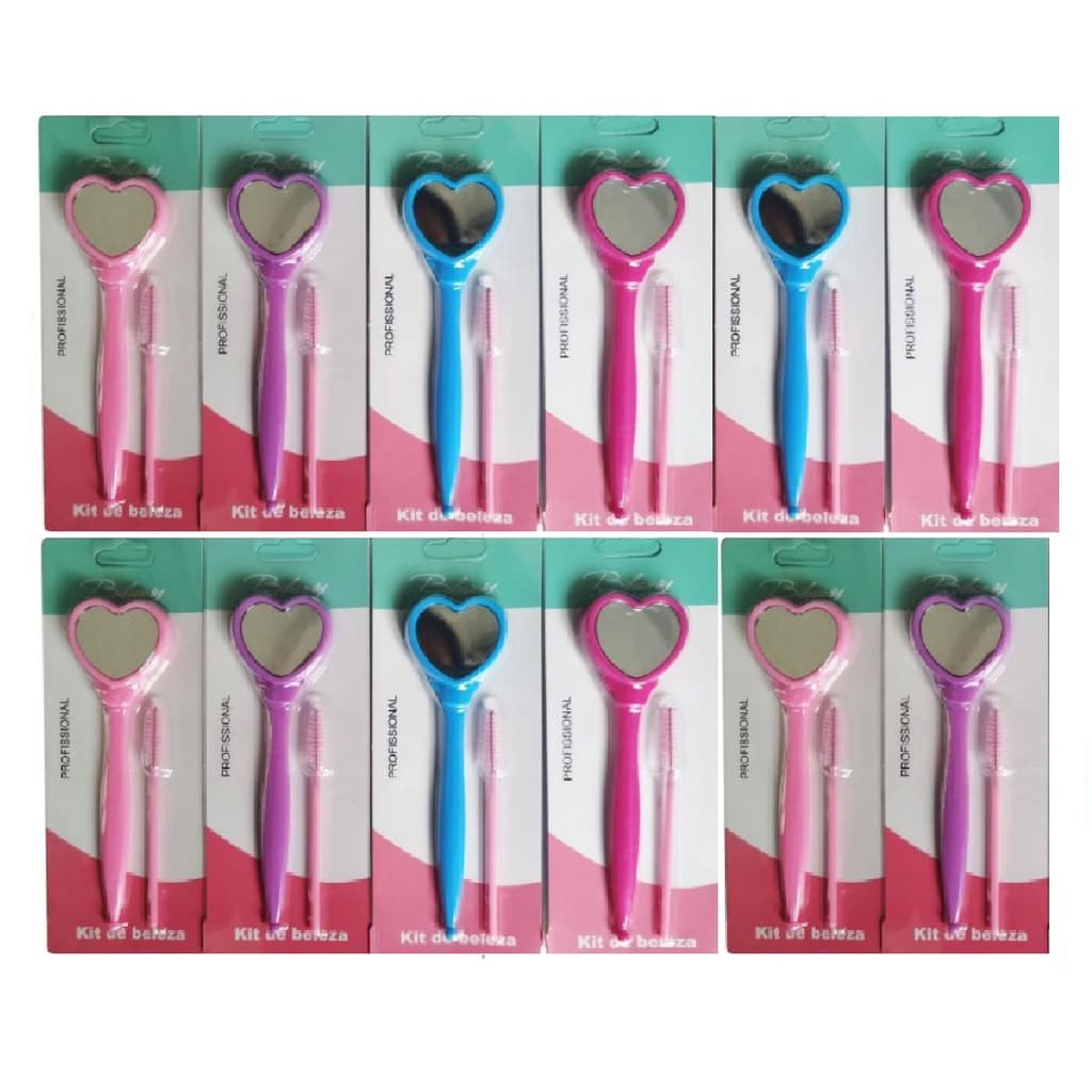 12 Unid. Kit De Beleza Navalha Sobrancelha Espelho Pincel