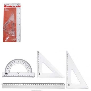 Kit Escolar 4 Peças C/ Régua 30 Cm, Transferidor 180°, Esquadro 45° E 60° Win Paper