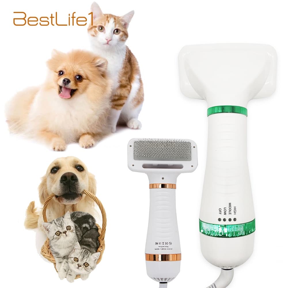 Secador portátil 2 em 1 para cães e gatos - escova secador