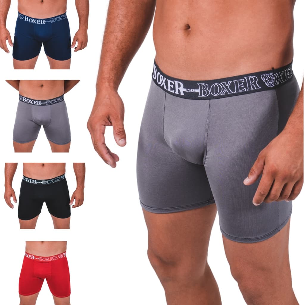 Kit C/10 Boxer Long Leg Cueca Box Lisa Masculina Microfibra