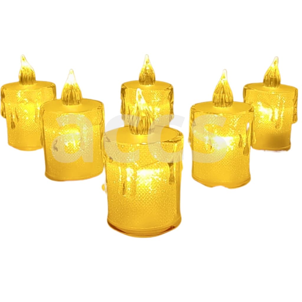 Kit 6 Velas Vela Artificial Luz Amarela Natalina Led 6,3cm