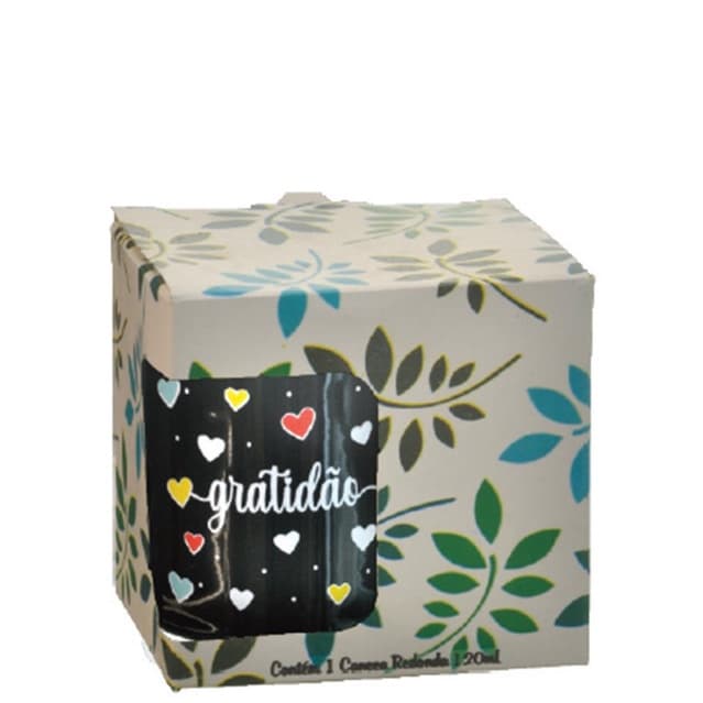 CANECA 210ML PRETA DECORADA C/ CX - CAIXA C/ 24 PEÇAS