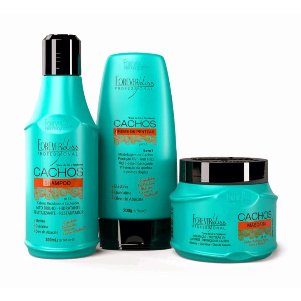 Kit Cachos Com Shampoo, Máscara e Creme De Pentear Forever Liss