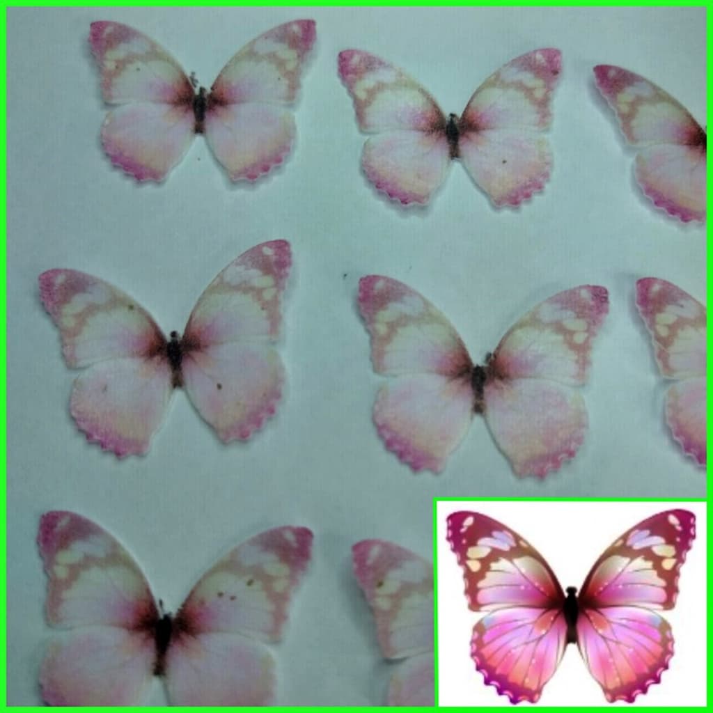 Borboleta Rosa Rajada ( Kit Com 10 Un)