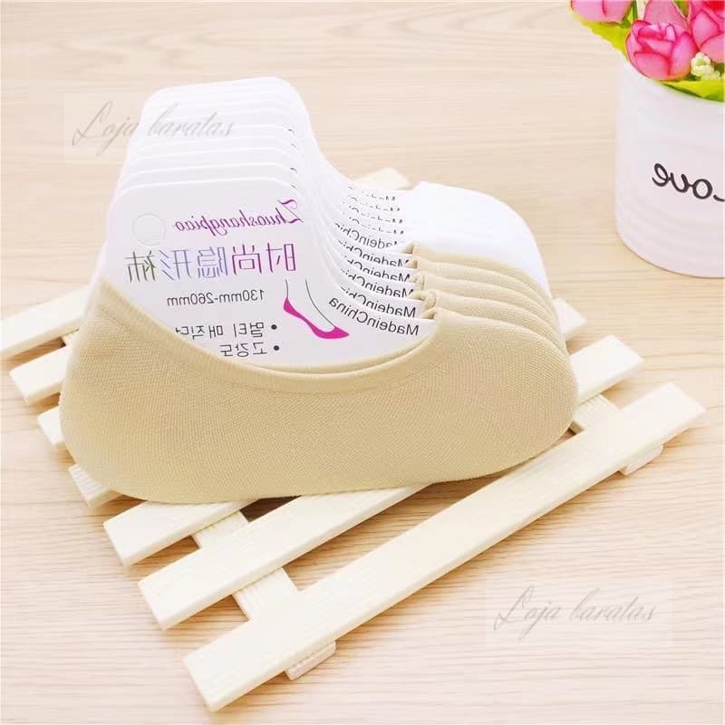 Kit 5 Pares Meias Sapatilha Soquete Invisível Com Silicone Feminina Tamanho 34-40